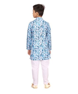 Boy's Off White Cotton Printed Kurta Churidar 5