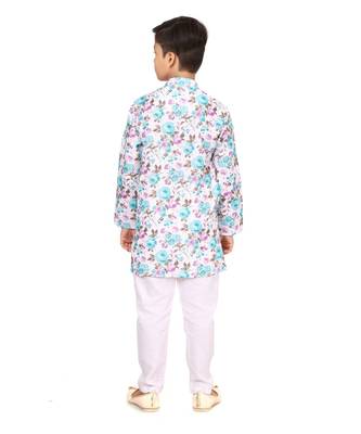 Boy's Off White Cotton Printed Kurta Churidar 5