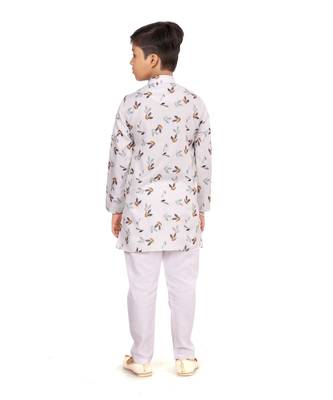 Boy's Off White Cotton Printed Kurta Churidar 5