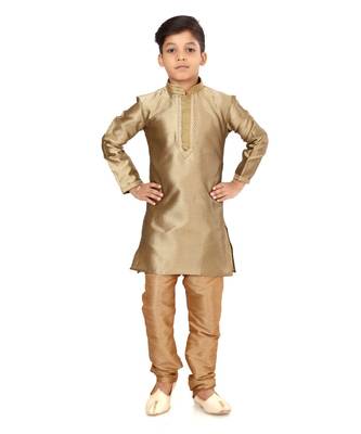Boy's Golden Color Blackberry Kurta Churidar Set 2