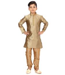 Boy's Golden Color Blackberry Kurta Churidar Set