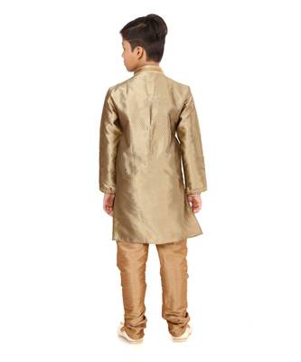 Boy's Golden Color Blackberry Kurta Churidar Set 5