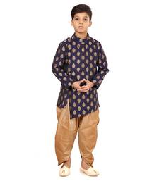 Boy's Blue Jacquard Silk Kurta Dhoti Set