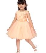 Orange embroidered net kids-frocks
