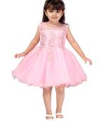 Pink plain net kids-frocks