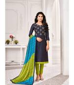 Navy Blue embroidery modal butti unstitch straight fit churidar salwar suits