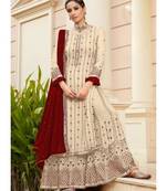 Cream Georgette Party Wear Salwar Kameez