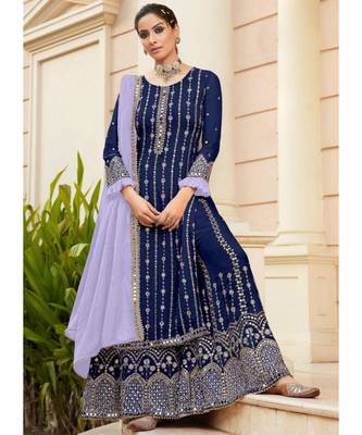 Royal Blue Georgette Party Wear Salwar Kameez 1