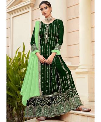 Dark Green Georgette Party Wear Salwar Kameez 1