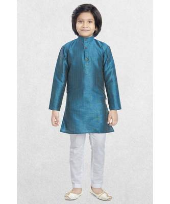 Green Boys Banaras Cotton-Silk Kurta Suit 1