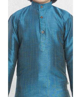 Green Boys Banaras Cotton-Silk Kurta Suit 2