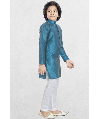 Green Boys Banaras Cotton-Silk Kurta Suit 3