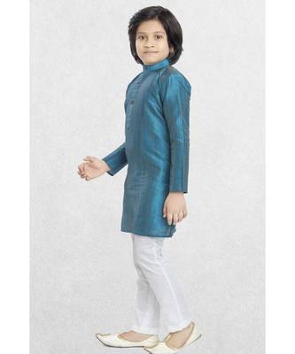 Green Boys Banaras Cotton-Silk Kurta Suit 4