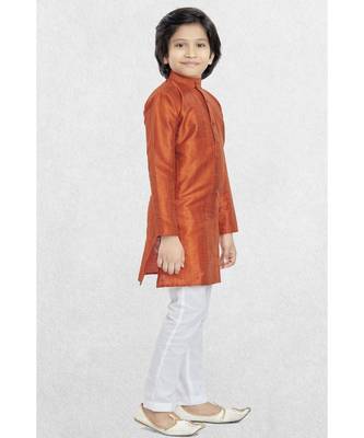 Orange Boys Banaras Cotton-Silk Kurta Suit 1