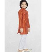 Orange Boys Banaras Cotton-Silk Kurta Suit