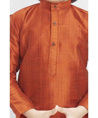 Orange Boys Banaras Cotton-Silk Kurta Suit 3