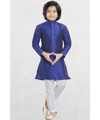 Purple Boys Banaras Cotton-Silk Kurta Suit 1