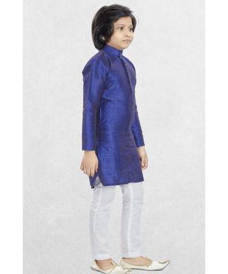 Purple Boys Banaras Cotton-Silk Kurta Suit 3
