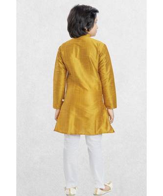 Yellow Boys Banaras Cotton-Silk Kurta Suit 2