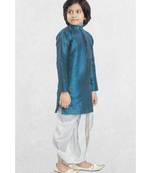 Green Boys Banaras Cotton-Silk Dhoti-Kurta Suit