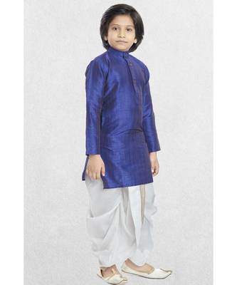 Purple Boys Banaras Cotton-Silk Dhoti-Kurta Suit 1