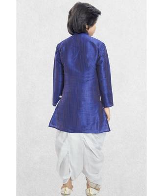 Purple Boys Banaras Cotton-Silk Dhoti-Kurta Suit 4