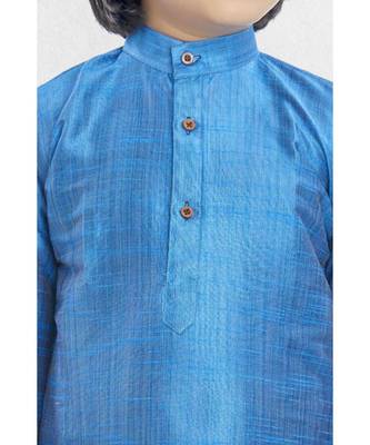Blue Boys Banaras Cotton-Silk Dhoti-Kurta Suit 3