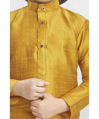 Yellow Boys Banaras Cotton-Silk Dhoti-Kurta Suit 2
