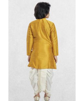 Yellow Boys Banaras Cotton-Silk Dhoti-Kurta Suit 4
