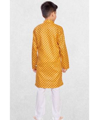 Yellow Boys Printed Cotton Kurta Suit 2