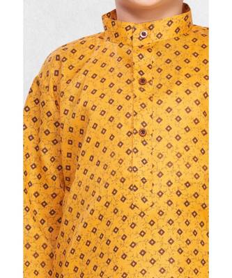 Yellow Boys Printed Cotton Kurta Suit 3