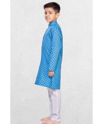 Blue Boys Printed Cotton Kurta Suit 2