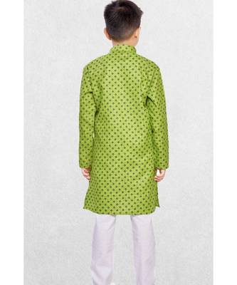 Green Boys Printed Cotton Kurta Suit 3