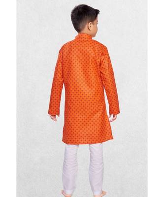 Orange Boys Printed Cotton Kurta Suit 3