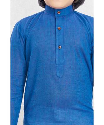 Blue Boys Benaras Cotton Kurta Suit 2