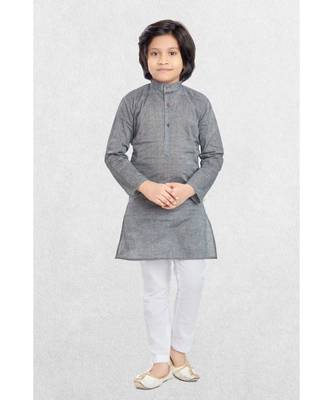 Grey Boys Benaras Cotton Kurta Suit 2