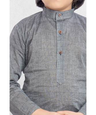 Grey Boys Benaras Cotton Kurta Suit 3