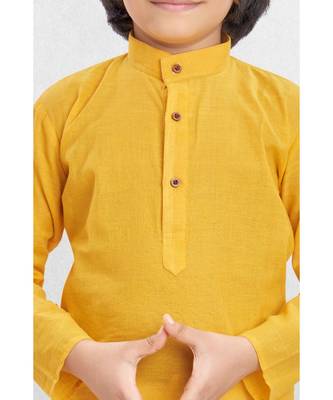 Yellow Boys Benaras Cotton Dhoti-Kurta Suit 2
