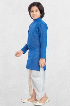 Blue Boys Benaras Cotton Dhoti-Kurta Suit