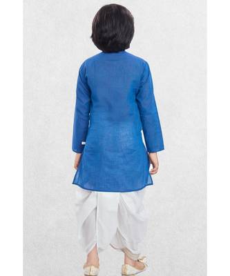 Blue Boys Benaras Cotton Dhoti-Kurta Suit 2