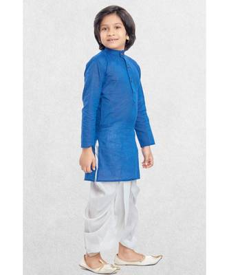 Blue Boys Benaras Cotton Dhoti-Kurta Suit 3