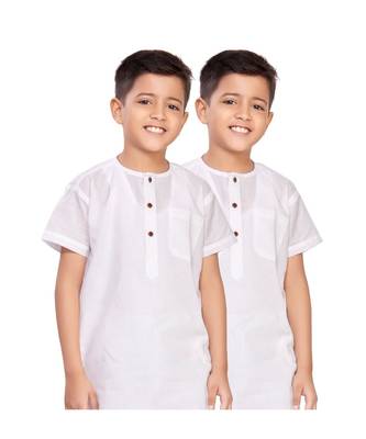White Boys Camric-Cotton Short Kurta 1