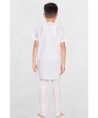 White Boys Camric-Cotton Short Kurta 3