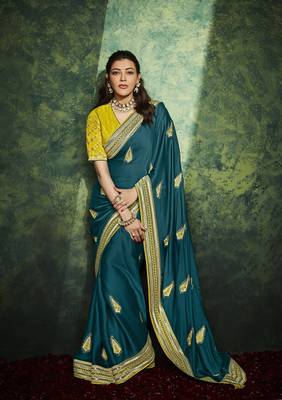 Green woven silk saree with blouse 1