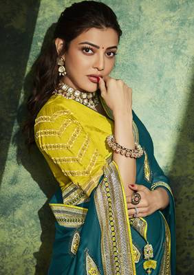 Green woven silk saree with blouse 2