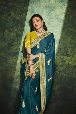 Green woven silk saree with blouse 3