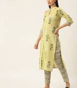 Minora Pure Cotton Off-White Printed Kurta Sets & Trousers 