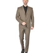 Brown Polyester Blazer With Trouser
