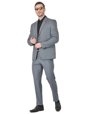 Grey Polyester Blazer With Trouser 2