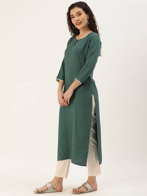 Minora Rayon Firozi Embroidered Kurta Sets & Trousers  3